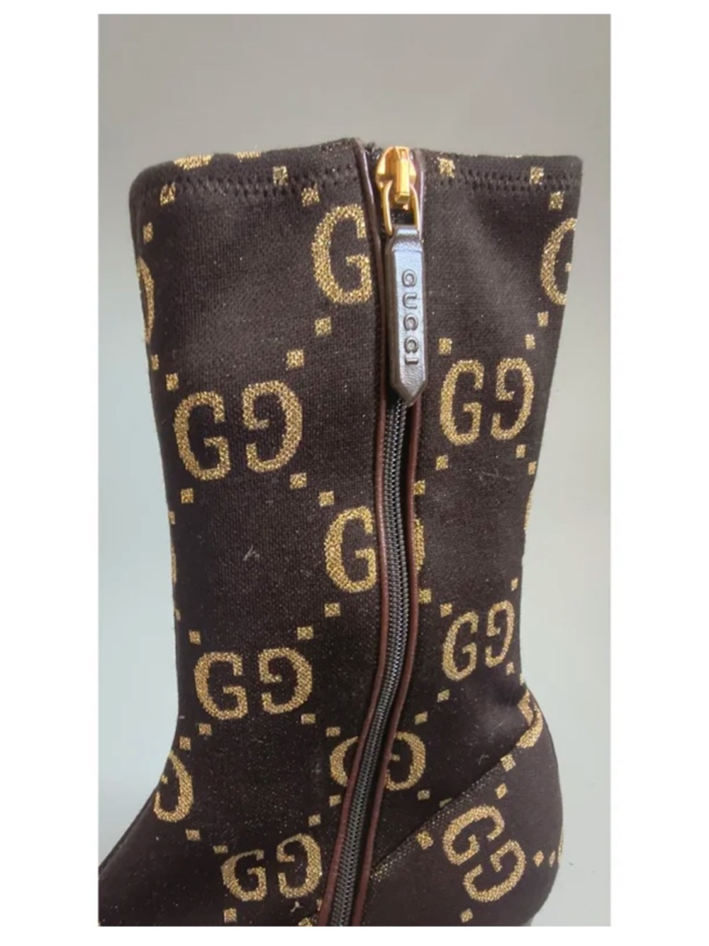 Rare Gucci Brown GG Logo Mid-Calf Ankle Boots limited edition - Picture 5 of 6